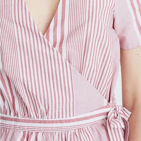 MADEWELL NWOT Ruffle Hem‎ Wrap Top in Stripe Mix - Picture 4 of 10